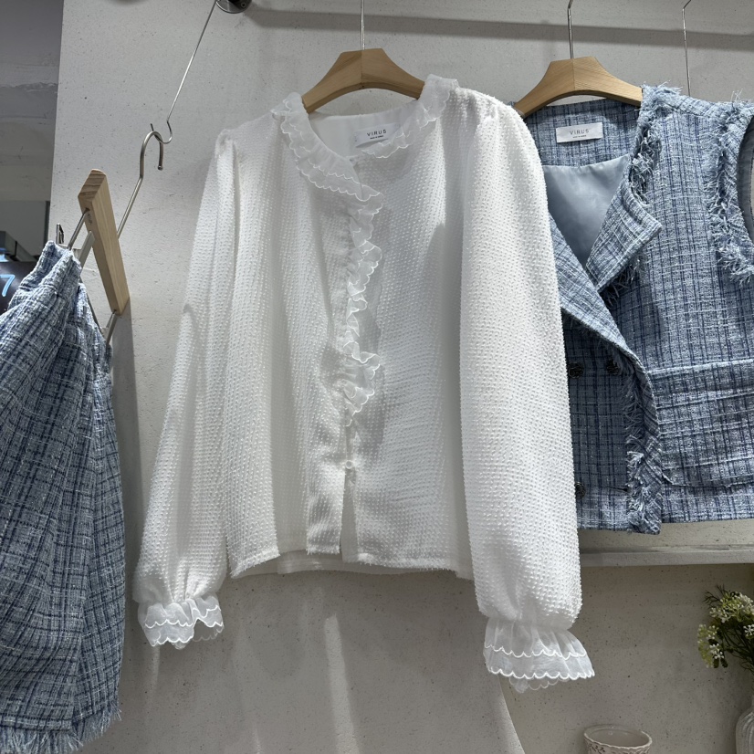 VIRUS韓國直郵㊣女裝新品休閑熱賣25秋冬推薦人氣襯衫蕾絲衫VIRUS襯衫/蕾絲衫圖色1