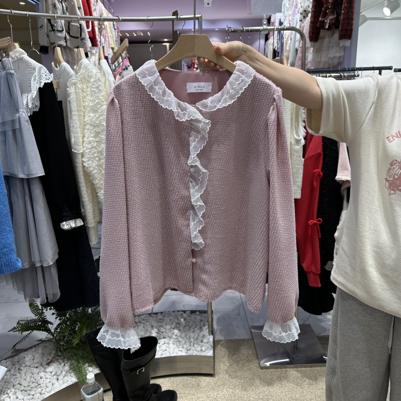 VIRUS韓國直郵㊣女裝新品休閑熱賣25秋冬推薦人氣襯衫蕾絲衫VIRUS襯衫/蕾絲衫圖色2