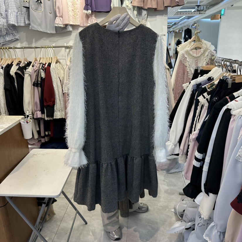 PAPA韓國代購㊣女士新品休閑時尚人氣25秋冬推薦連衣裙格子PaPa/HALMADE連衣裙