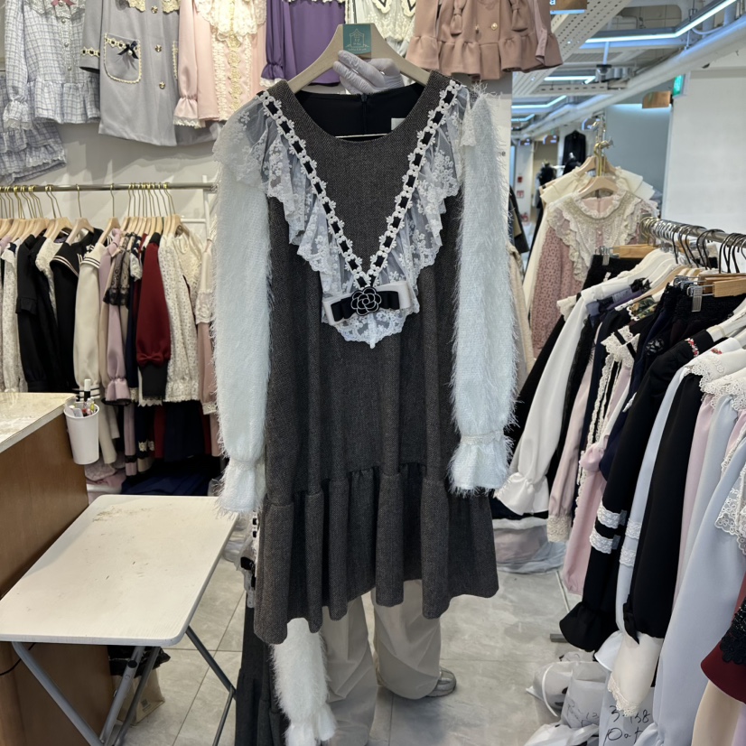 PAPA韓國代購㊣女士新品休閑時尚人氣25秋冬推薦連衣裙格子PaPa/HALMADE連衣裙圖色1棕色