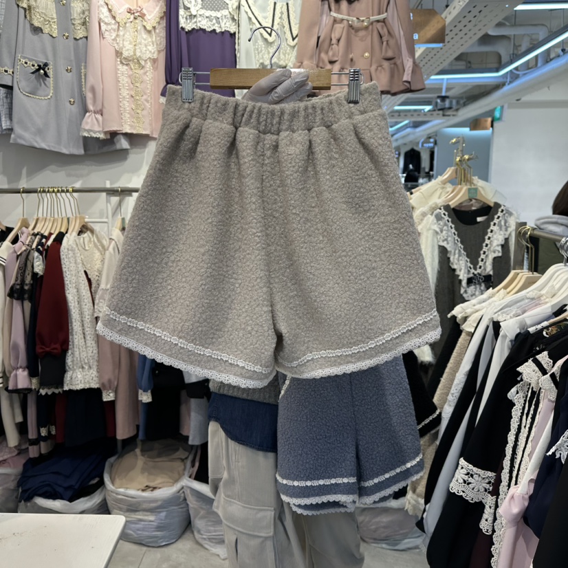 PAPA韓國代購㊣女裝新品25秋冬人氣推薦時尚真品短褲毛皮皮褲PaPa/HALMADE短褲