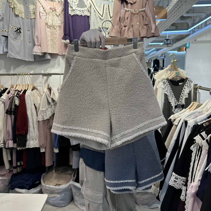 PAPA韓國代購㊣女裝新品25秋冬人氣推薦時尚真品短褲毛皮皮褲PaPa/HALMADE短褲圖色1