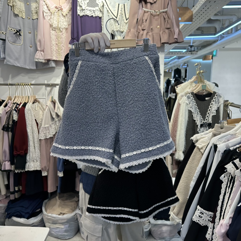 PAPA韓國代購㊣女裝新品25秋冬人氣推薦時尚真品短褲毛皮皮褲PaPa/HALMADE短褲圖色2