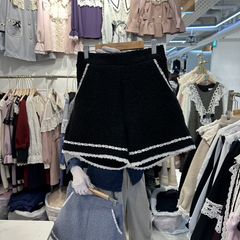 PAPA韓國代購㊣女裝新品25秋冬人氣推薦時尚真品短褲毛皮皮褲PaPa/HALMADE短褲圖色3