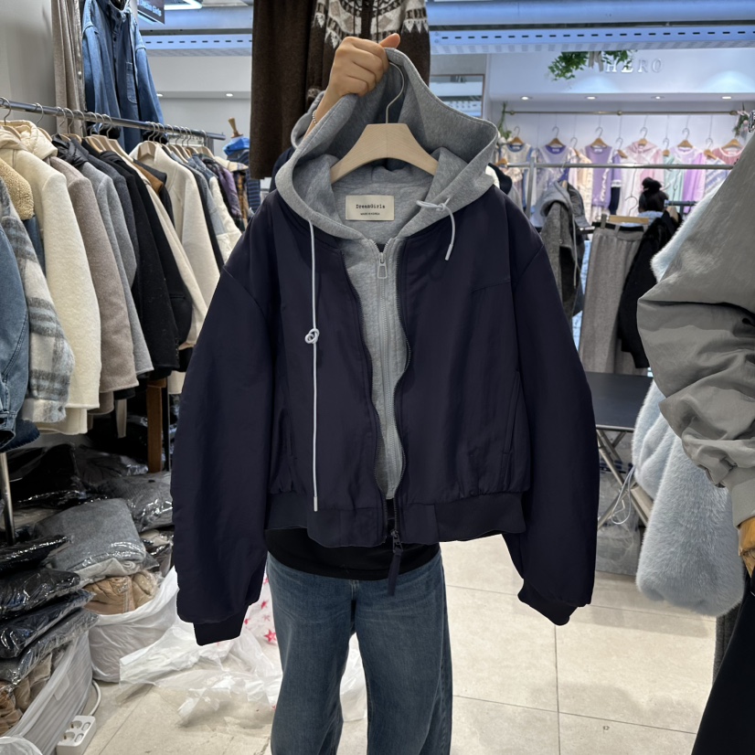 DREAM GIRIS東大門㊣實拍女士新品休閑職業真品衛衣雙排扣DREAM GIRIS/HOT PLACE_ISSUE衛衣圖色2深藍色