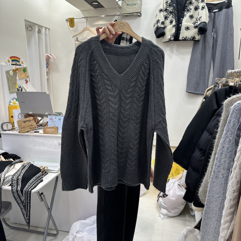 HOJAE東大門㊣直郵女士新品時尚休閑推薦真品熱賣人氣25秋冬毛衣MID-LEVEL JUMP毛衣圖色3