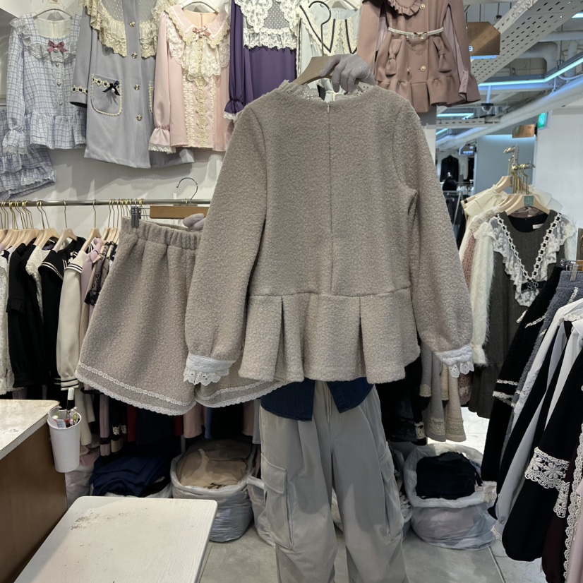 PAPA韓國代購㊣女士新款熱賣時尚推薦休閑人氣套裝毛皮套裝PaPa/HALMADE套裝