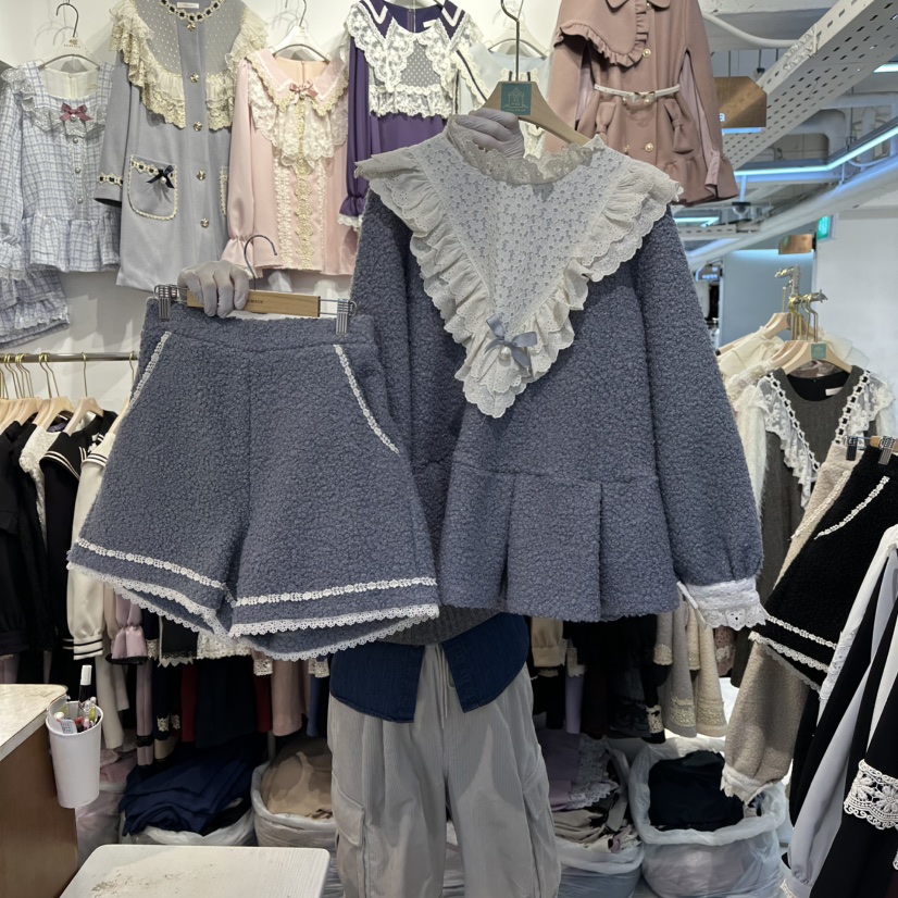 PAPA韓國代購㊣女士新款熱賣時尚推薦休閑人氣套裝毛皮套裝PaPa/HALMADE套裝圖色1