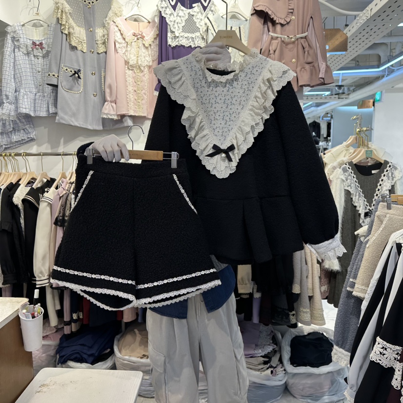 PAPA韓國代購㊣女士新款熱賣時尚推薦休閑人氣套裝毛皮套裝PaPa/HALMADE套裝圖色3