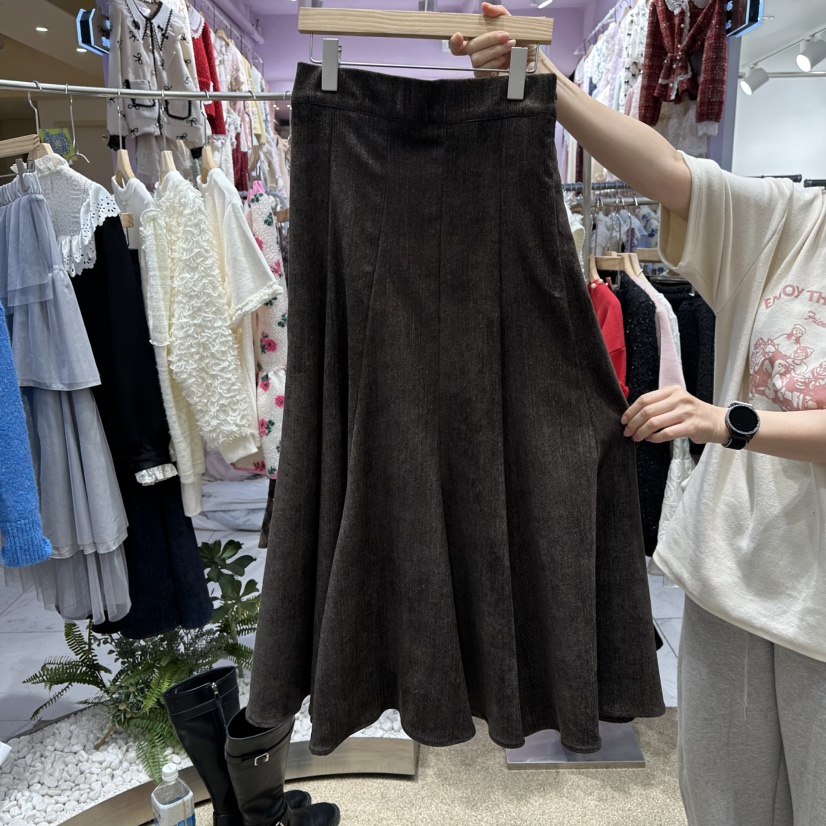 VIRUS韓國代購㊣女士新款熱賣人氣25秋冬職業休閑時尚長裙開衩VIRUS長裙圖色2