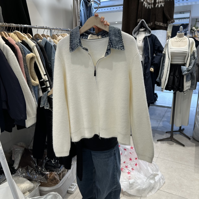 DREAM GIRIS東大門㊣代購女士新品時尚真品休閑針織衫拉鏈DREAM GIRIS/HOT PLACE_ISSUE針織衫圖色1