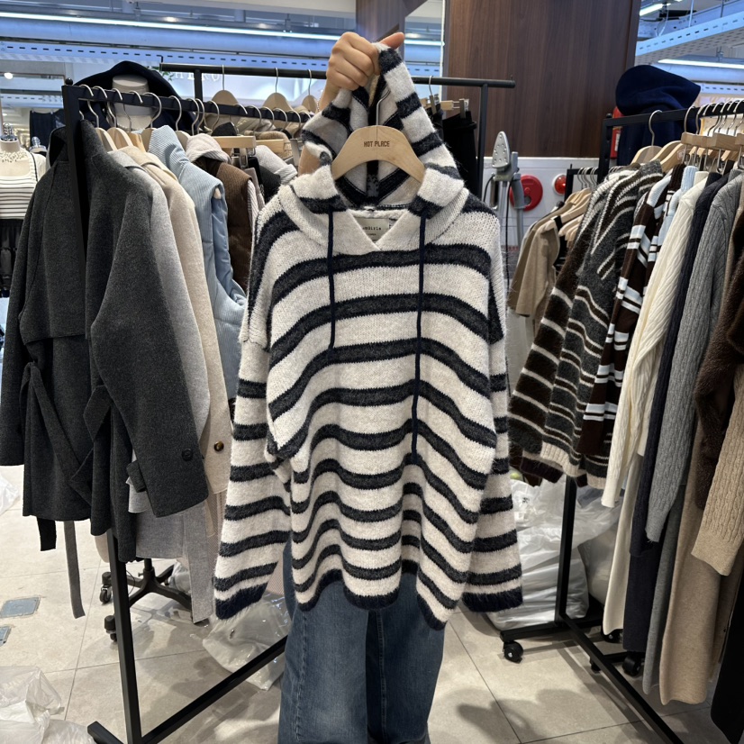 DREAM GIRIS韓國代購㊣女裝新品熱賣25秋冬真品休閑人氣毛衣DREAM GIRIS/HOT PLACE_ISSUE毛衣圖色4藍色邊