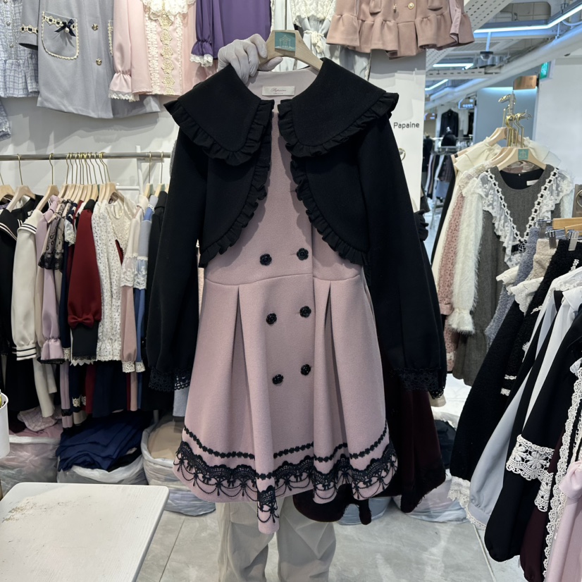 PAPA東大門㊣直郵女裝新品職業推薦時尚休閑中長款大衣短款PaPa/HALMADE中長款大衣圖色1