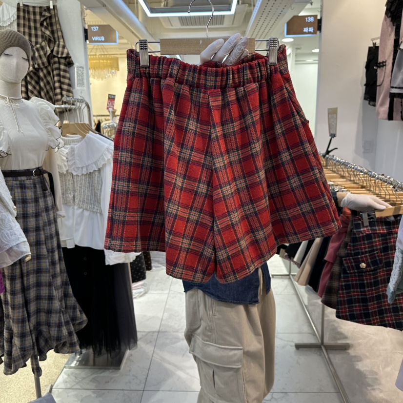 PAPA韓國直郵㊣女裝新品時尚人氣推薦熱賣休閑職業裙褲格子PaPa/HALMADE裙褲