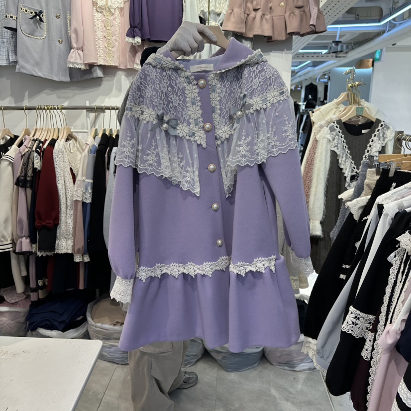 PAPA東大門㊣實拍女裝新款人氣熱賣職業休閑中長款大衣羊毛PaPa/HALMADE中長款大衣圖色1