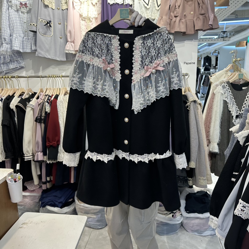 PAPA東大門㊣實拍女裝新款人氣熱賣職業休閑中長款大衣羊毛PaPa/HALMADE中長款大衣圖色2