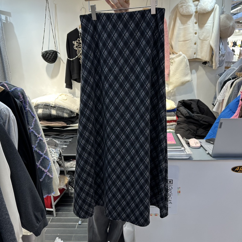 AKRA BY ART東大門㊣代購女裝新款25秋冬職業熱賣長裙格子AKRA BY ART長裙