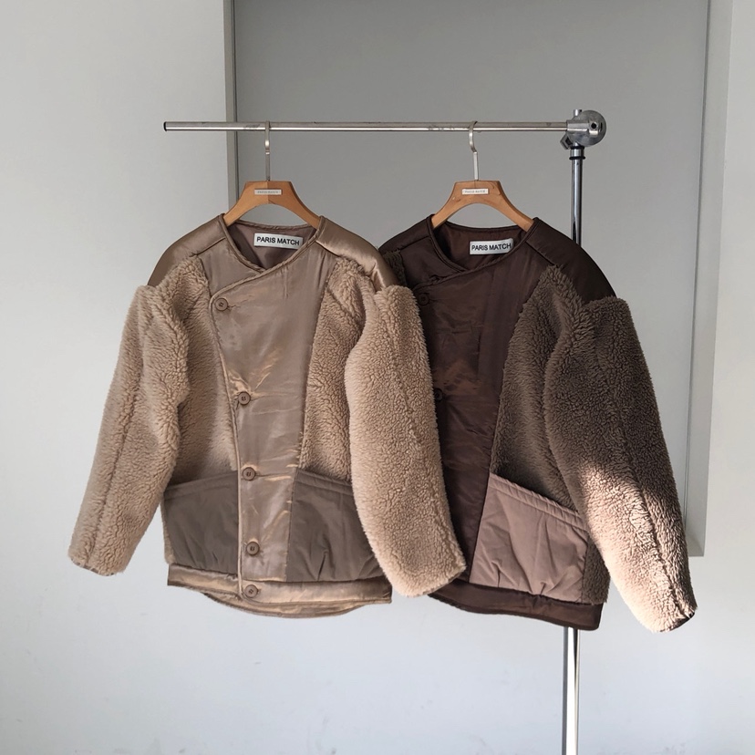 PARIS MATCH韓國代購㊣女裝新款時尚推薦職業夾克圓領緞面PARIS MATCH夾克