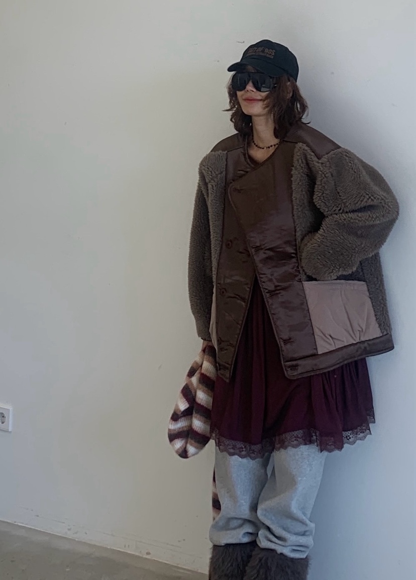 PARIS MATCH韓國代購㊣女裝新款時尚推薦職業夾克圓領緞面PARIS MATCH夾克