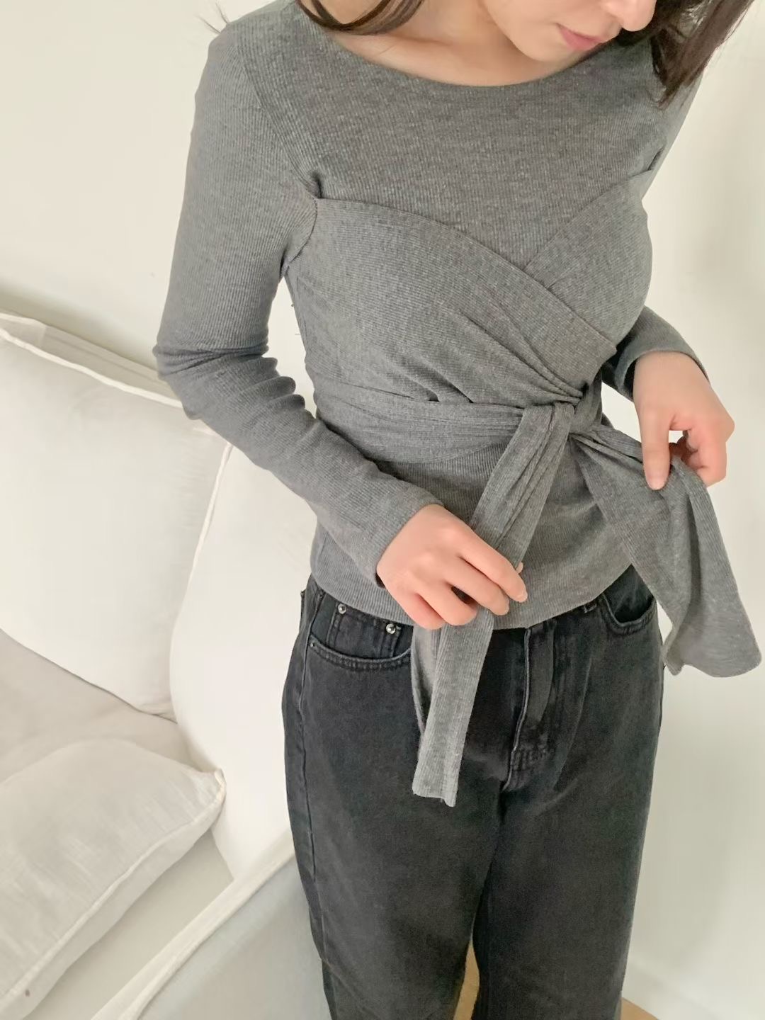 AGATHE韓國直郵㊣女裝新款人氣時尚推薦職業熱賣真品長袖T恤AGATHE長袖T恤