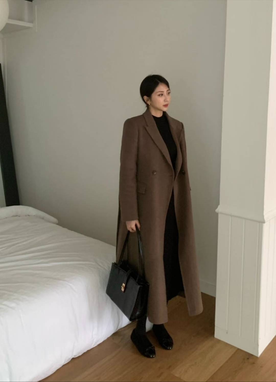 OLZE-올제-T東大門㊣實拍女士新款時尚25秋冬推薦中長款大衣OLZE-올제-T中長款大衣圖色1