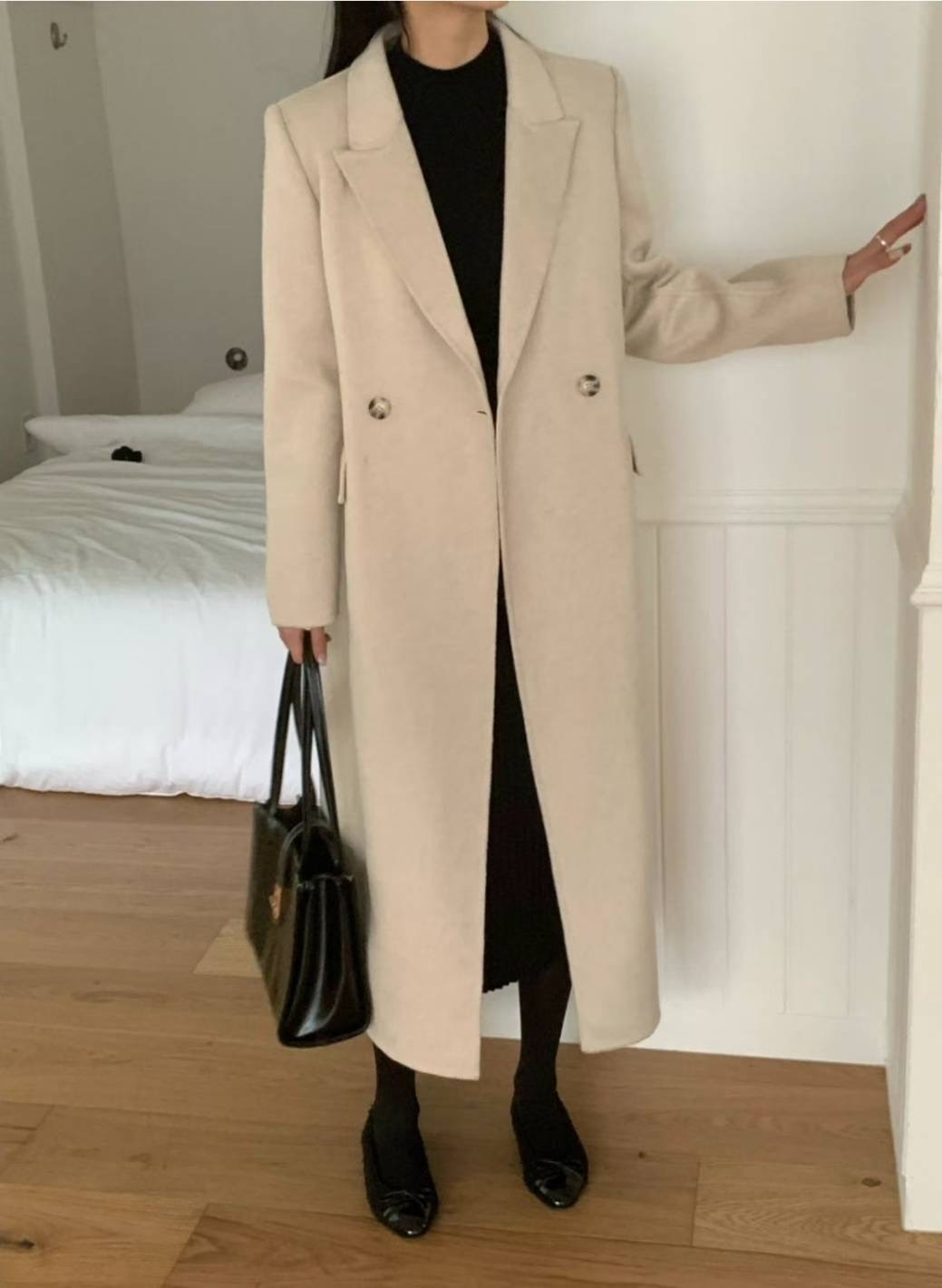 OLZE-올제-T東大門㊣實拍女士新款時尚25秋冬推薦中長款大衣OLZE-올제-T中長款大衣圖色2