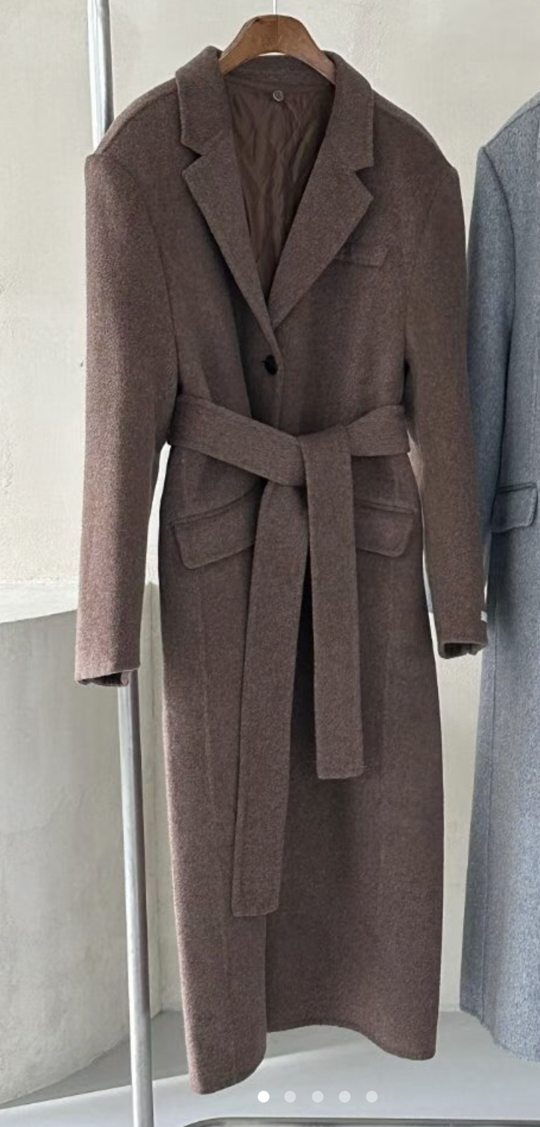 OLZE-올제-T東大門㊣代購女士新款真品時尚中長款大衣含腰帶OLZE-올제-T中長款大衣圖色1