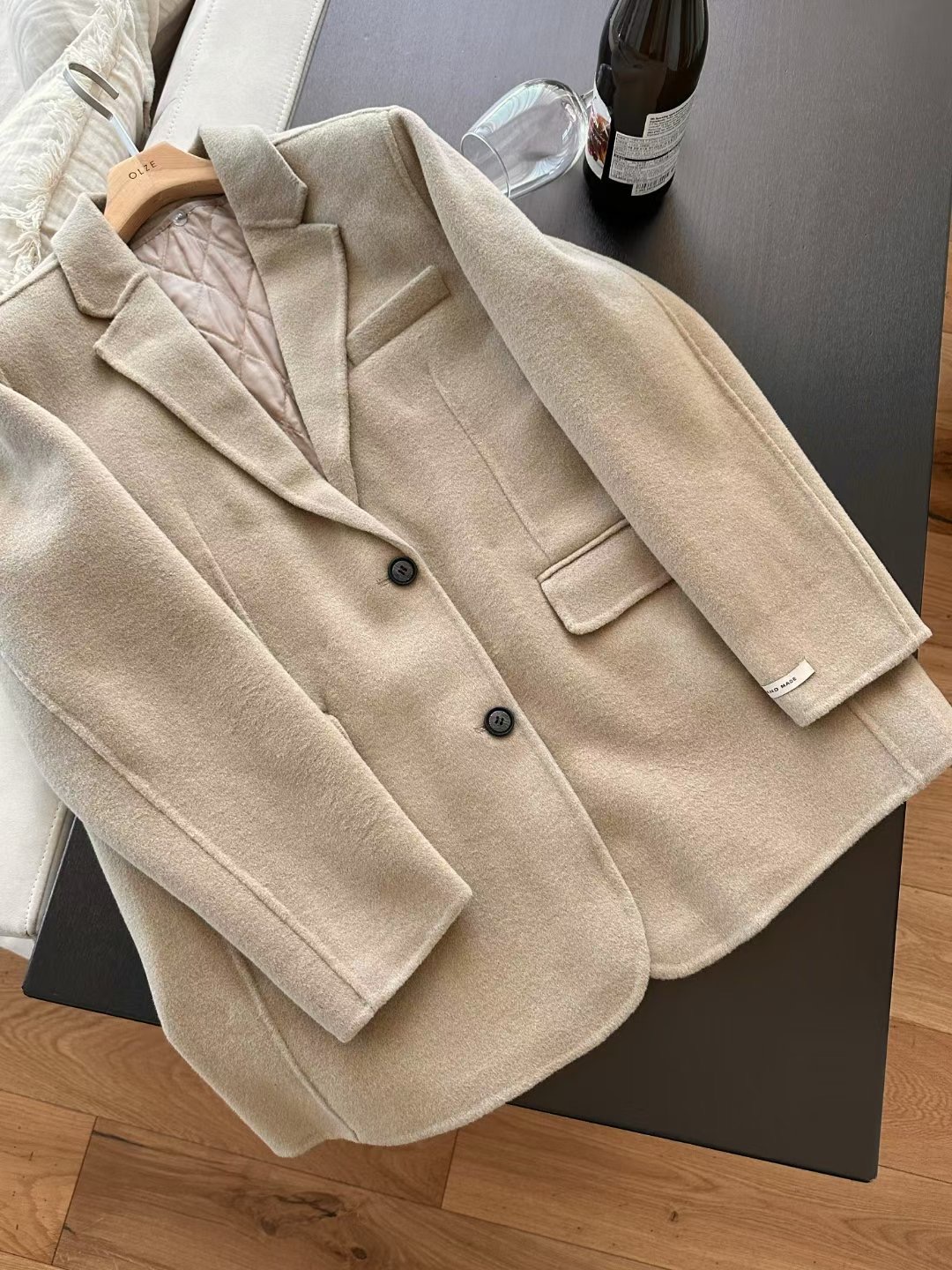 OLZE-올제-T韓國代購㊣女士新款人氣推薦休閑職業短款大衣OLZE-올제-T短款大衣圖色1