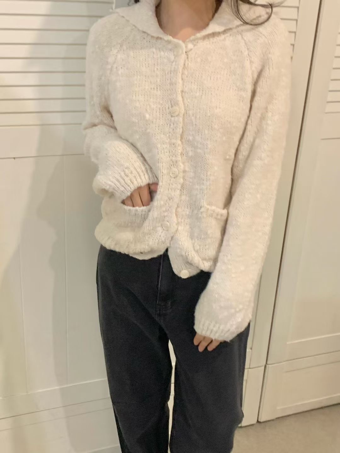 AGATHE東大門㊣實拍女裝新款真品25秋冬職業熱賣時尚毛衣開衫AGATHE毛衣圖色4