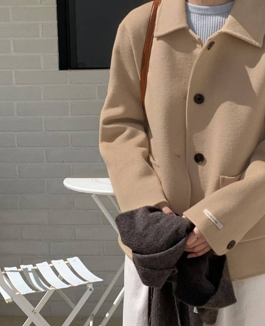 OLZE-올제-T韓國直郵㊣女裝新品熱賣時尚人氣短款大衣手工OLZE-올제-T短款大衣