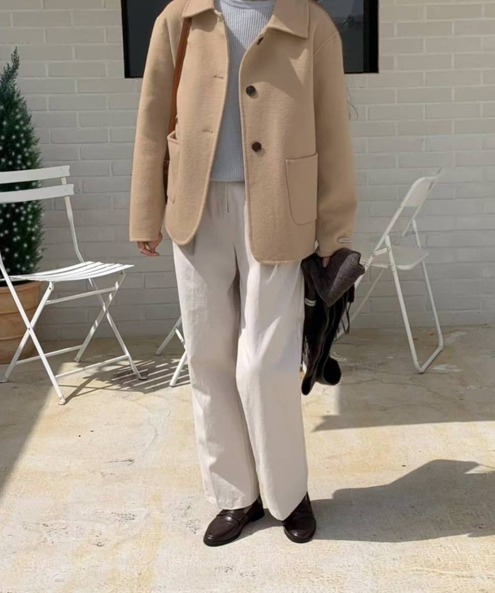 OLZE-올제-T韓國直郵㊣女裝新品熱賣時尚人氣短款大衣手工OLZE-올제-T短款大衣圖色1