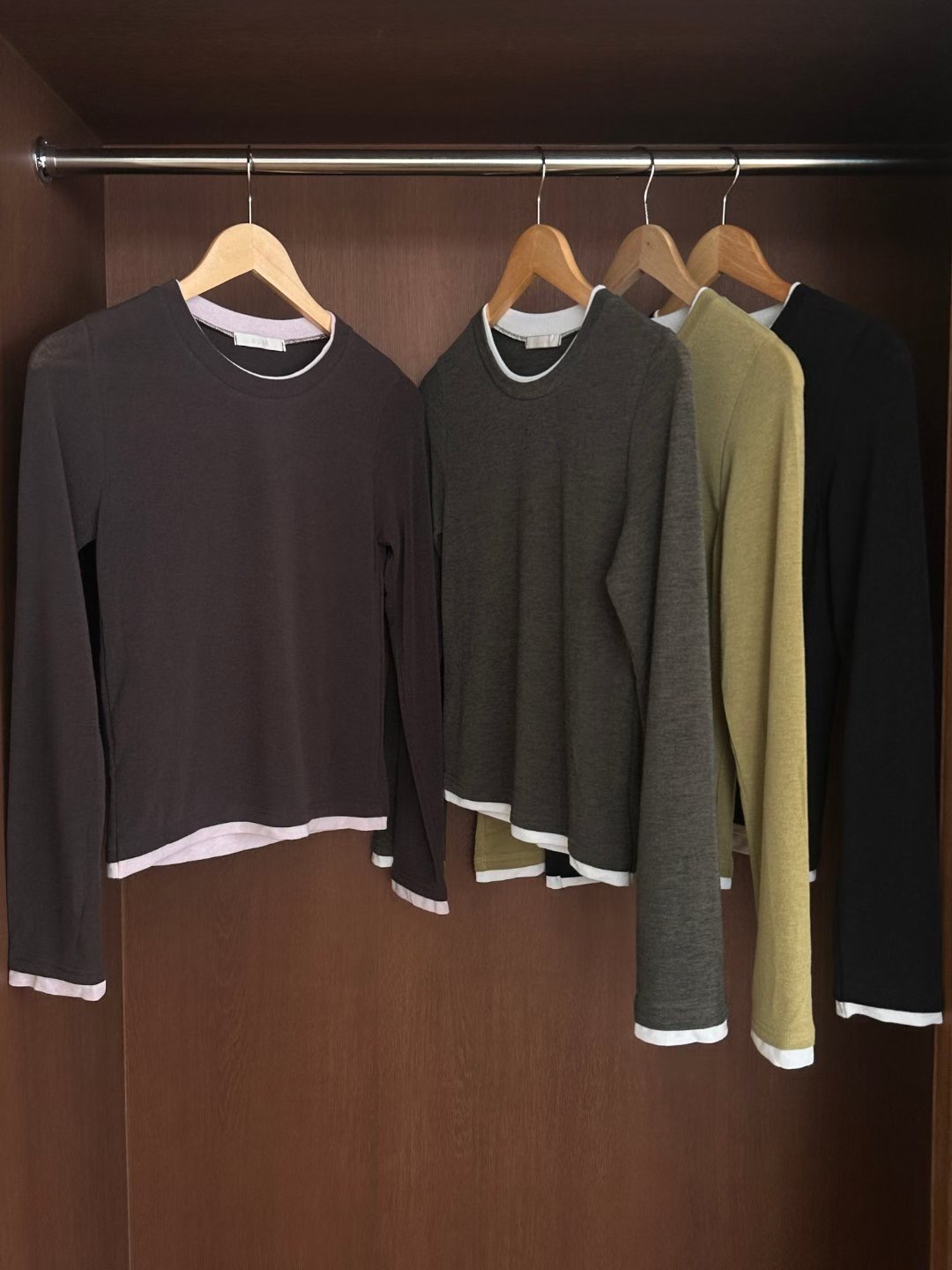 OLZE-올제-T東大門㊣實拍女裝新品推薦時尚休閑真品長袖T恤OLZE-올제-T長袖T恤圖色4左四色