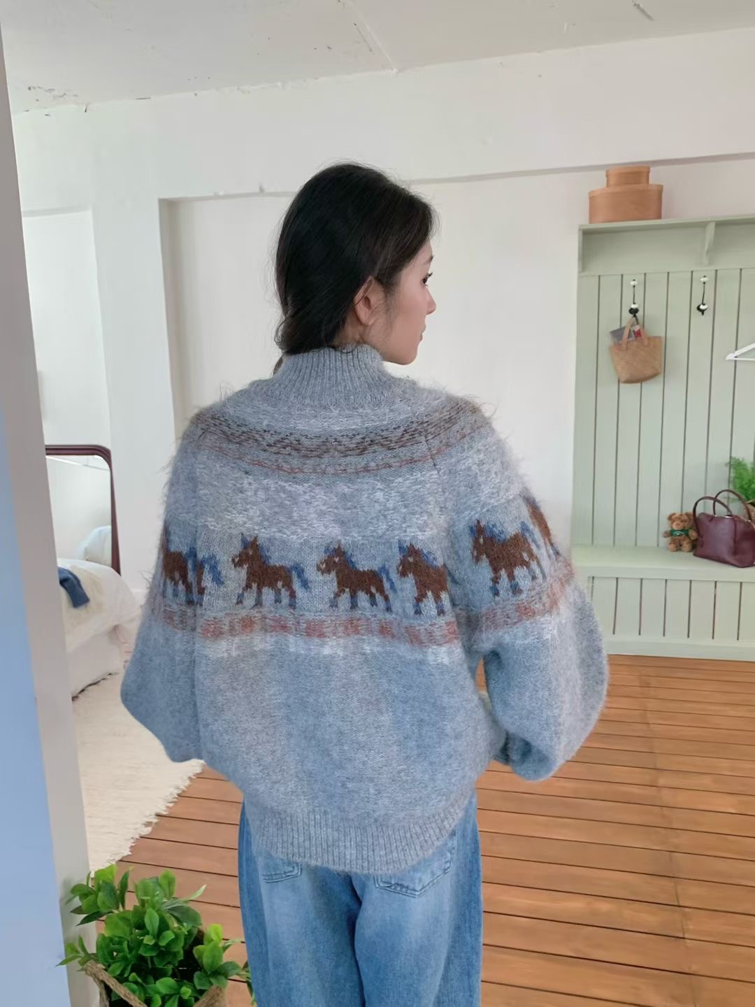 AGATHE東大門㊣直郵女士新品推薦25秋冬職業人氣時尚毛衣拉鏈AGATHE毛衣