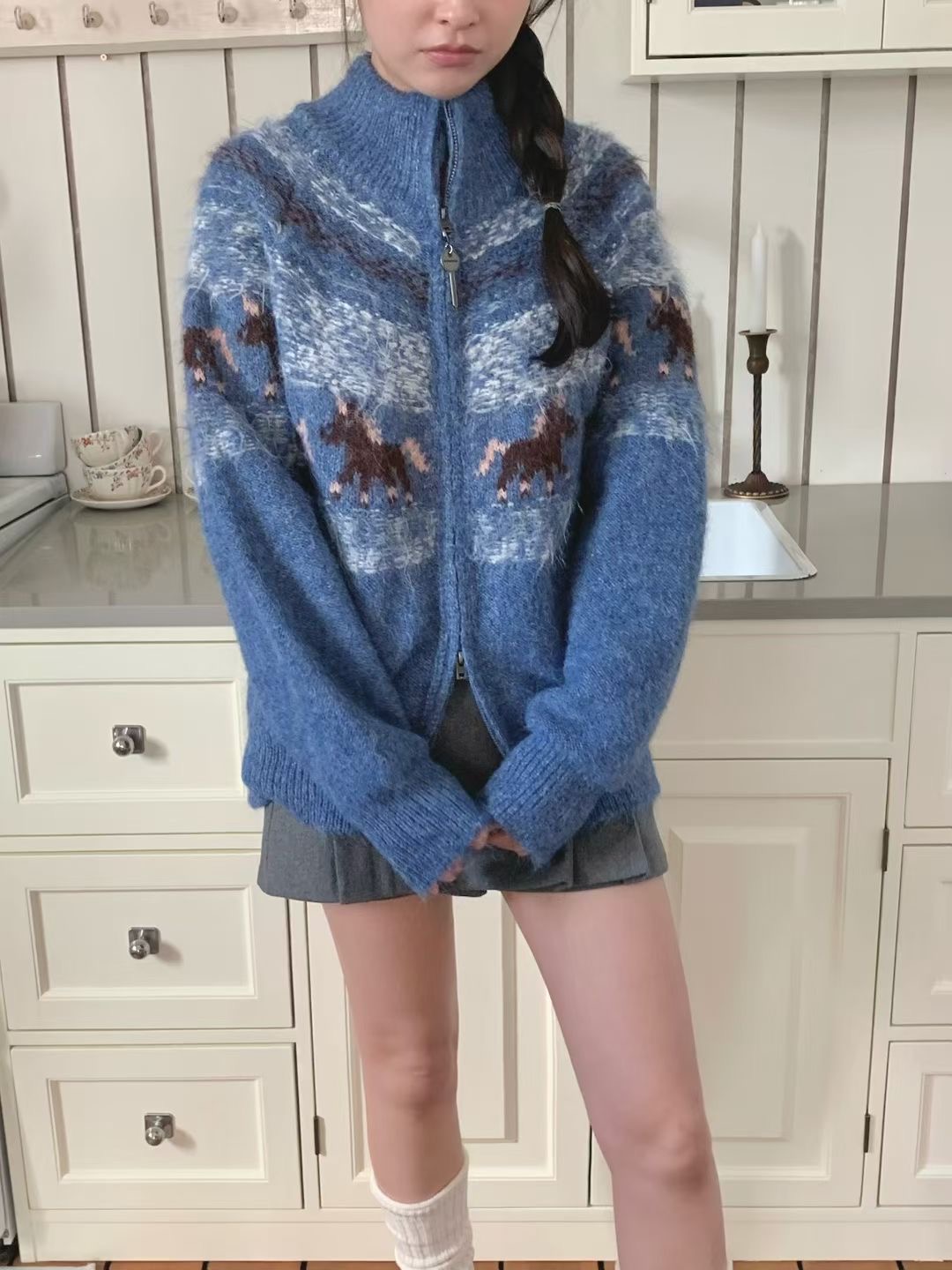 AGATHE東大門㊣直郵女士新品推薦25秋冬職業人氣時尚毛衣拉鏈AGATHE毛衣圖色2