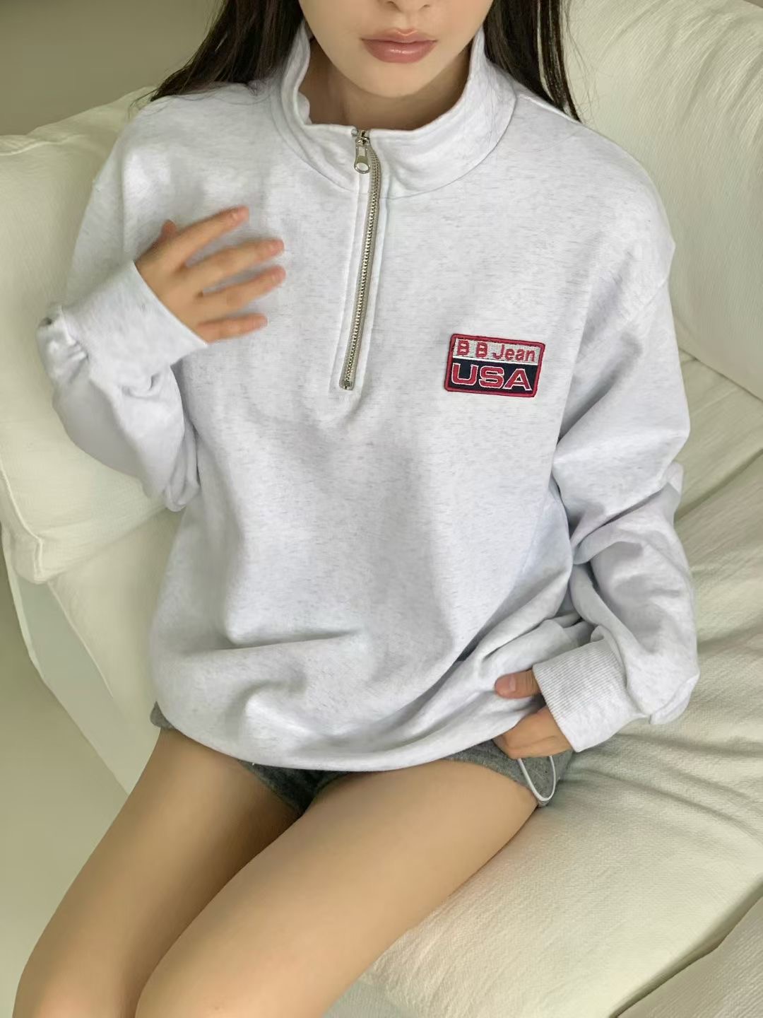 AGATHE韓國直郵㊣女士新品推薦人氣休閑真品熱賣25秋冬衛衣拉鏈AGATHE衛衣圖色1