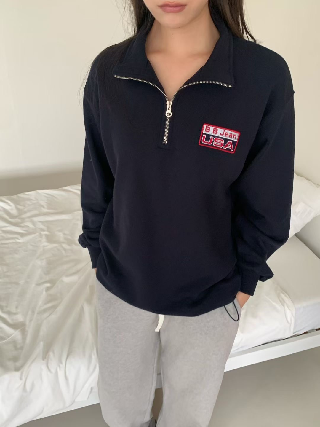 AGATHE韓國直郵㊣女士新品推薦人氣休閑真品熱賣25秋冬衛衣拉鏈AGATHE衛衣圖色2