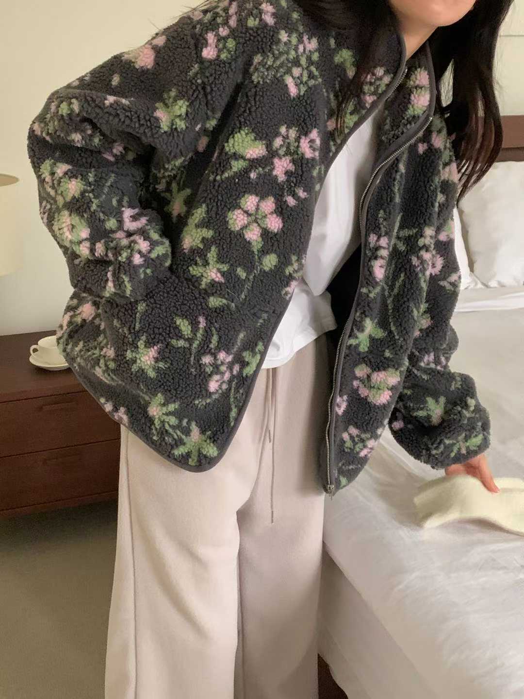 INOUF東大門㊣實拍女裝新品熱賣職業推薦休閑人氣25秋冬夾克花朵INOUF/FLUTTER夾克