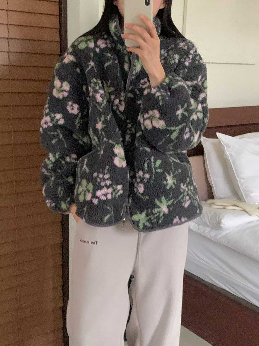 INOUF東大門㊣實拍女裝新品熱賣職業推薦休閑人氣25秋冬夾克花朵INOUF/FLUTTER夾克