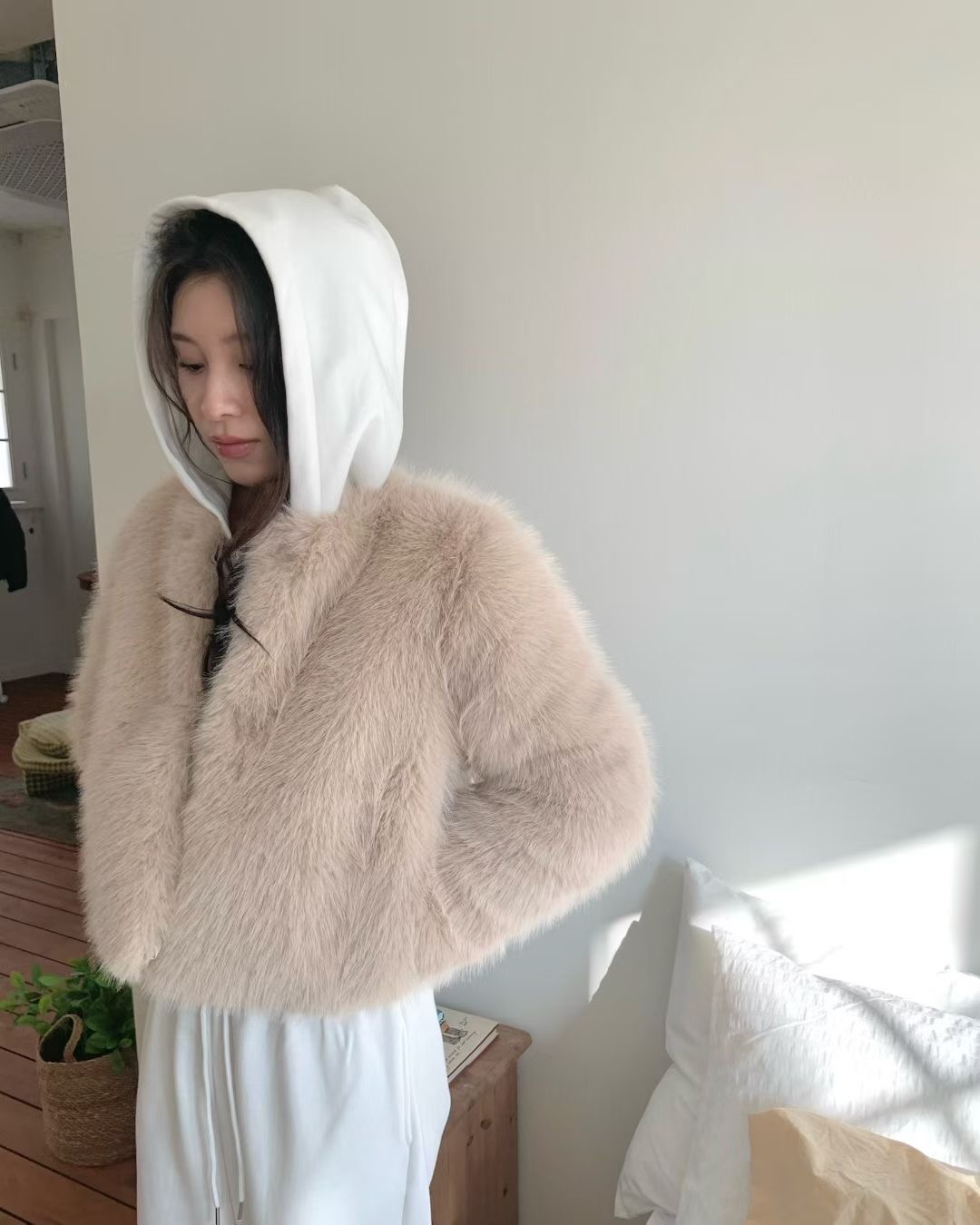 AGATHE東大門㊣代購女裝新品時尚25秋冬休閑熱賣短款大衣狐貍AGATHE短款大衣