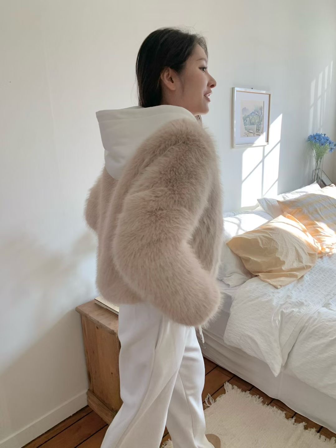 AGATHE東大門㊣代購女裝新品時尚25秋冬休閑熱賣短款大衣狐貍AGATHE短款大衣