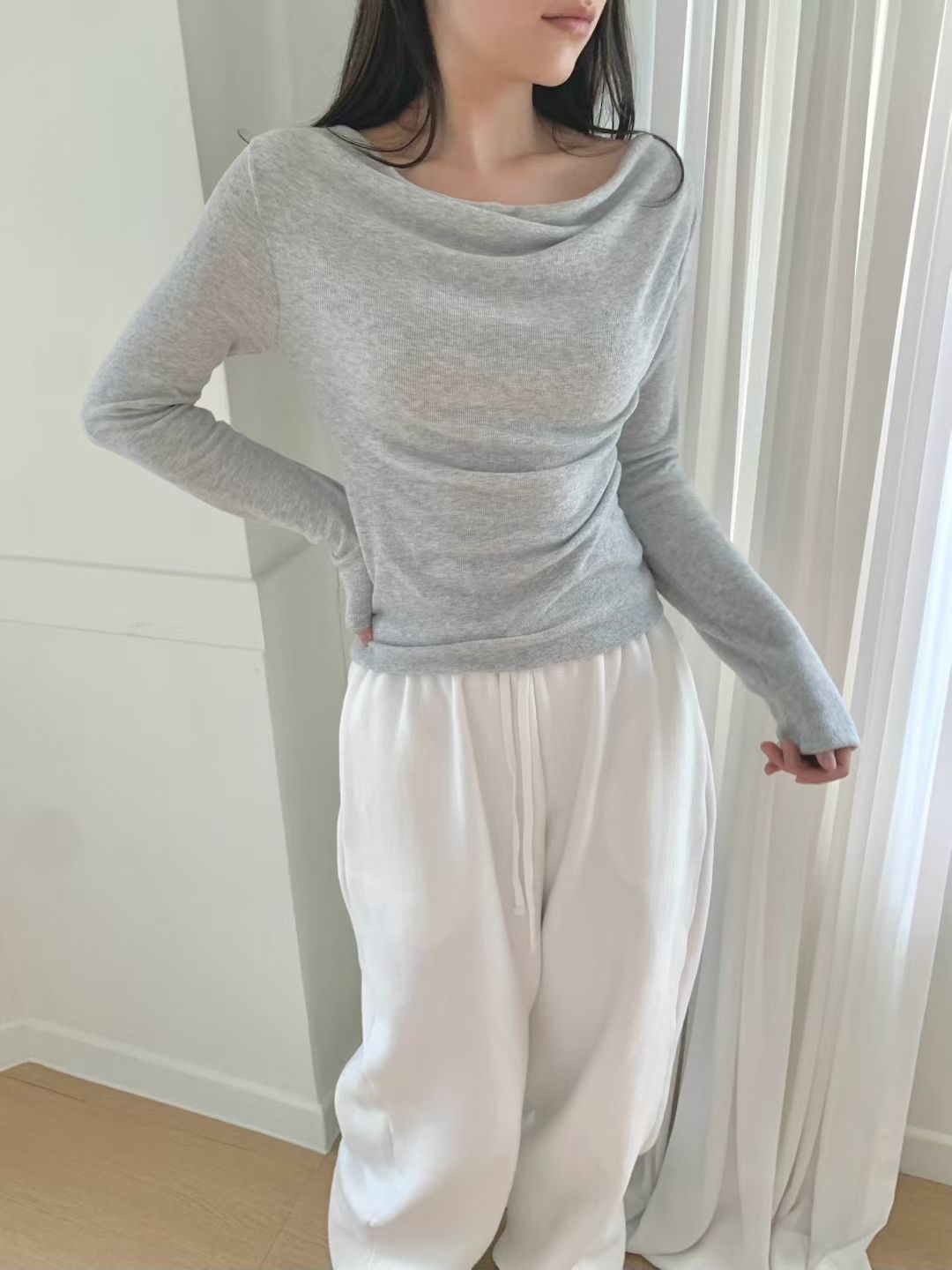 AGATHE韓國直郵㊣女裝新品休閑職業人氣熱賣25秋冬推薦長袖T恤AGATHE長袖T恤圖色2