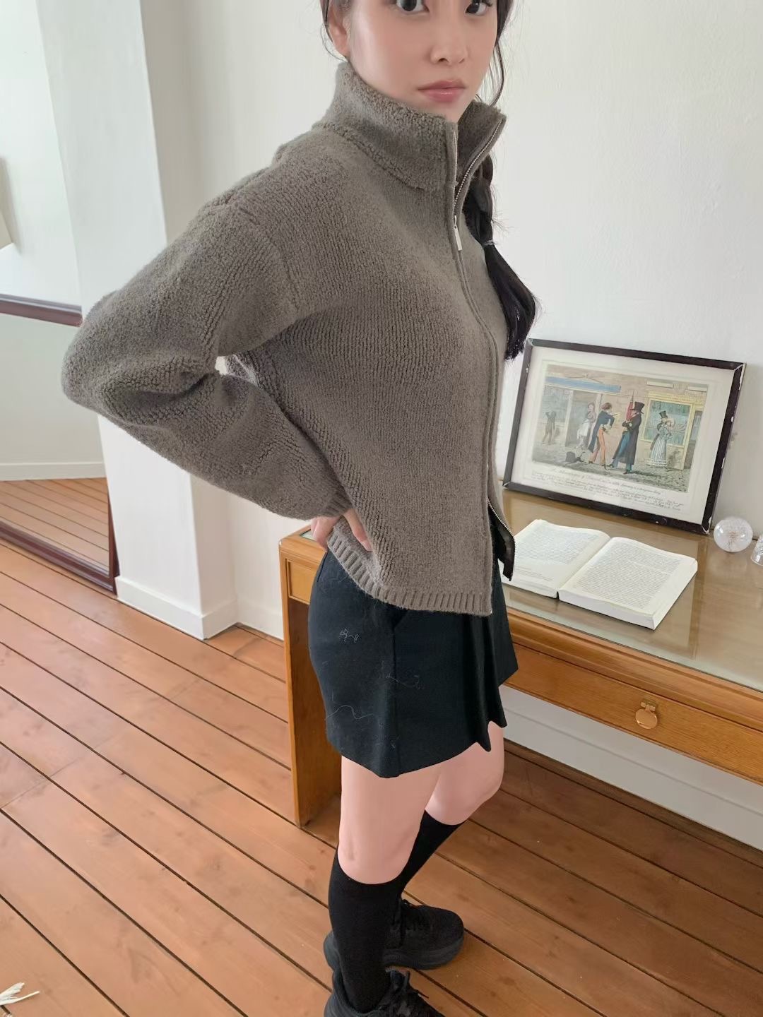 AGATHE韓國直郵㊣女士新款時尚職業25秋冬推薦真品夾克拉鏈AGATHE夾克