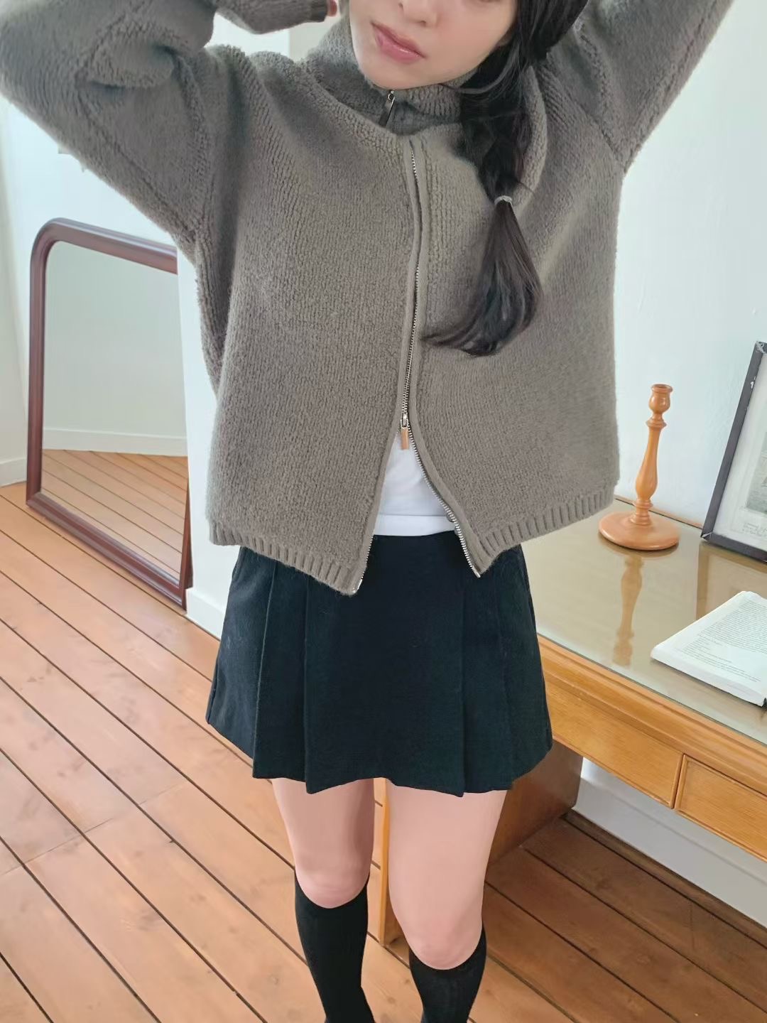 AGATHE韓國直郵㊣女士新款時尚職業25秋冬推薦真品夾克拉鏈AGATHE夾克圖色3