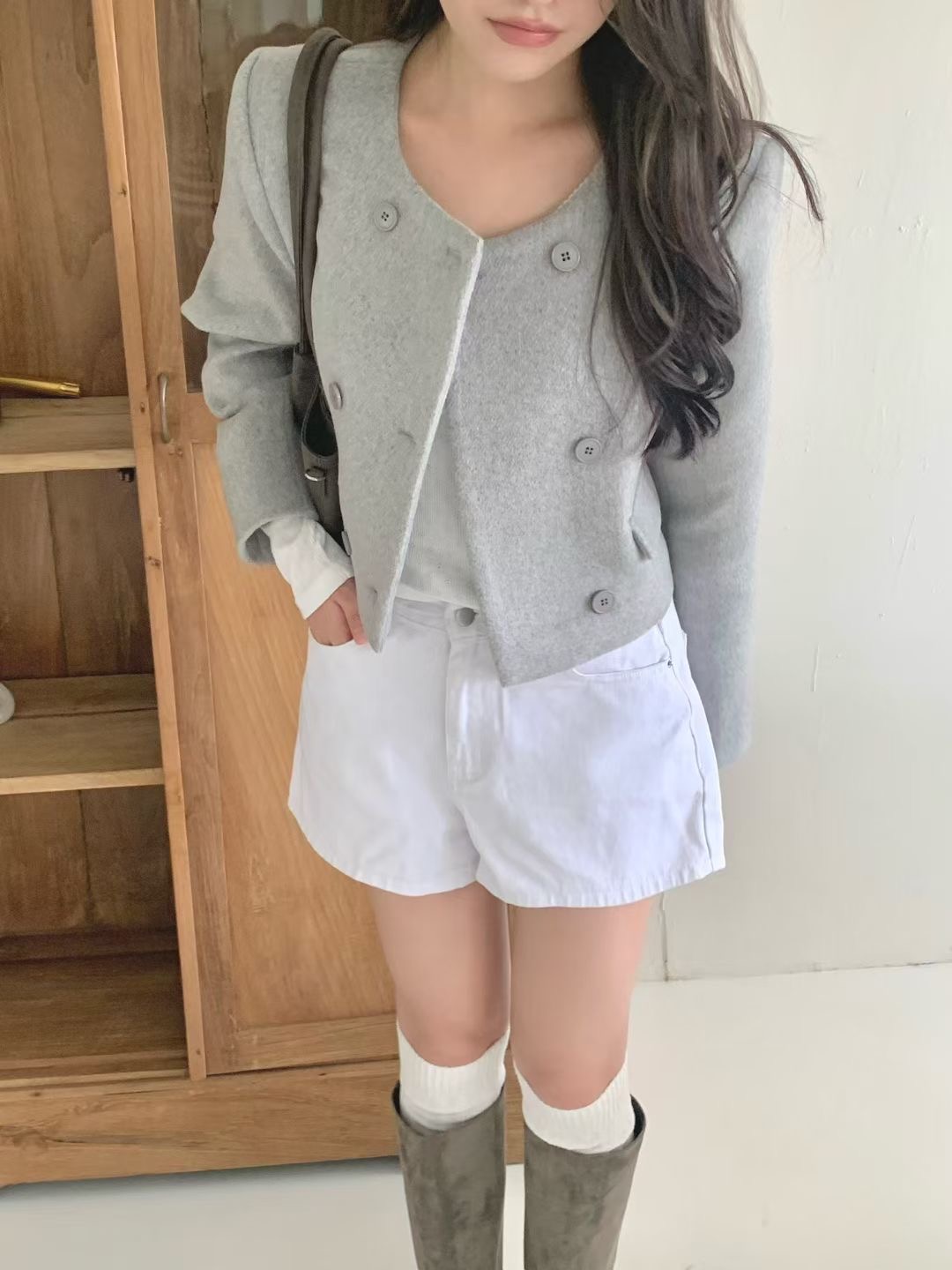 AGATHE東大門㊣直郵女裝新款熱賣真品時尚25秋冬短款大衣羊毛AGATHE短款大衣