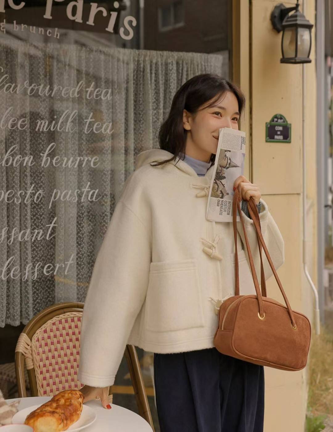 OLZE-올제-T東大門㊣代購女士新款人氣25秋冬熱賣短款大衣OLZE-올제-T短款大衣