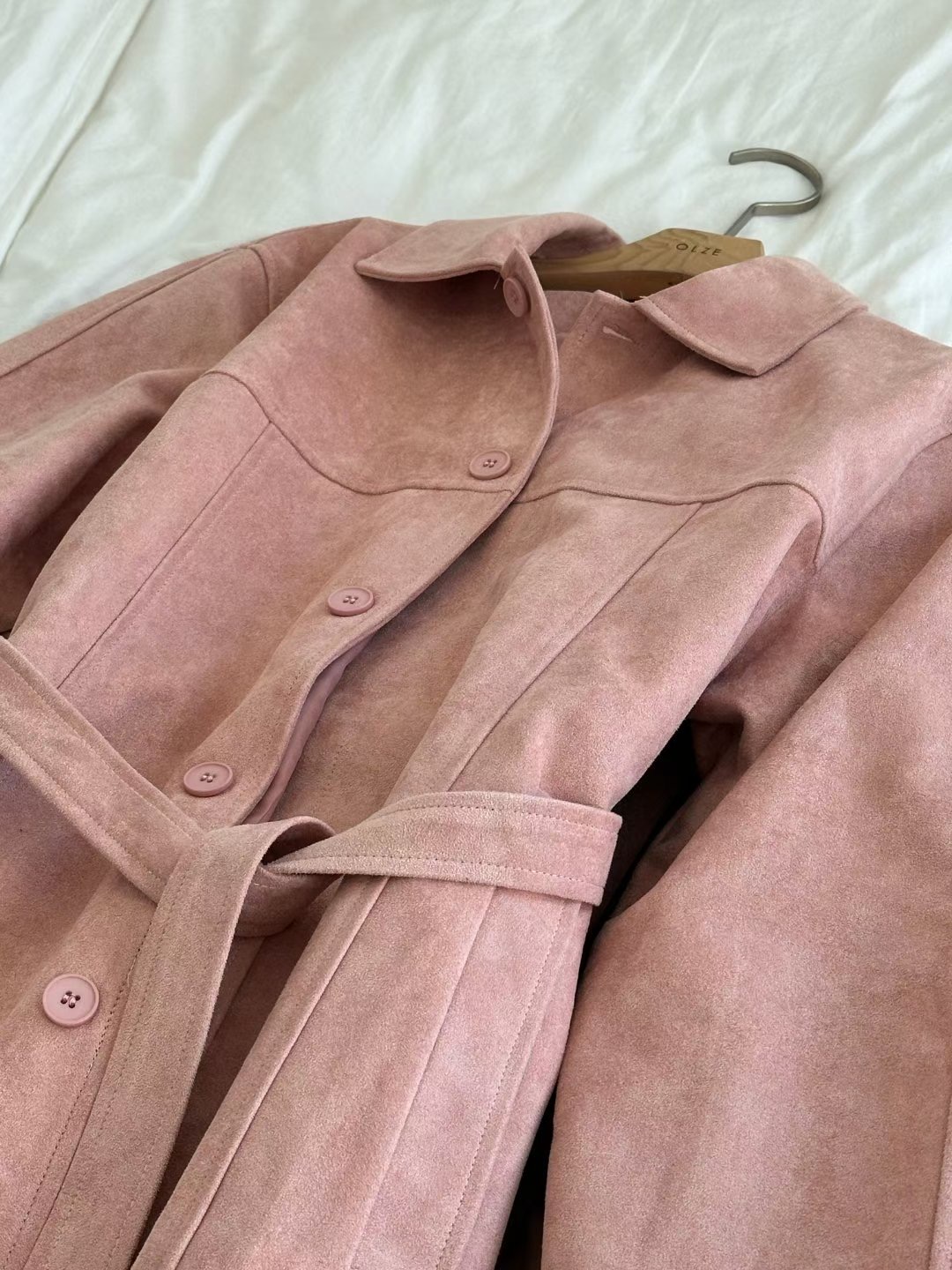 OLZE-올제-T韓國直郵㊣女士新品真品推薦職業短款大衣含腰帶OLZE-올제-T短款大衣