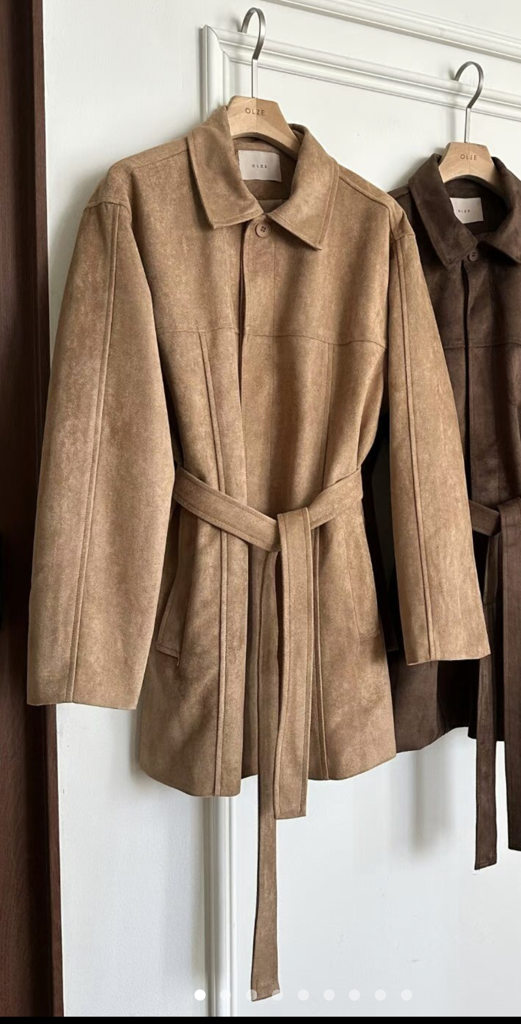 OLZE-올제-T韓國直郵㊣女士新品真品推薦職業短款大衣含腰帶OLZE-올제-T短款大衣圖色1