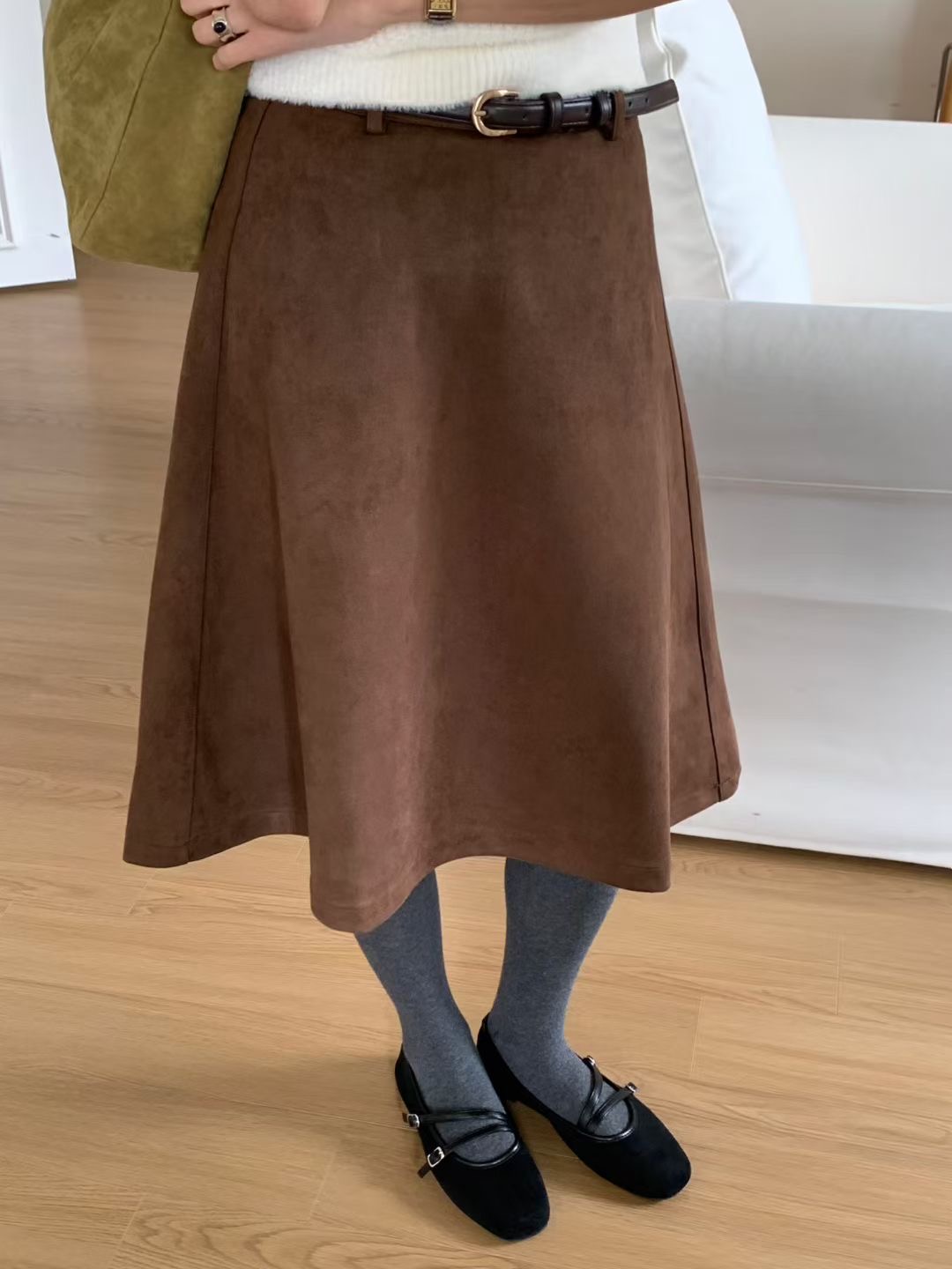 SIGNATURE東大門㊣直郵女裝新款推薦熱賣真品長裙不含腰帶麂皮SIGNATURE長裙圖色1