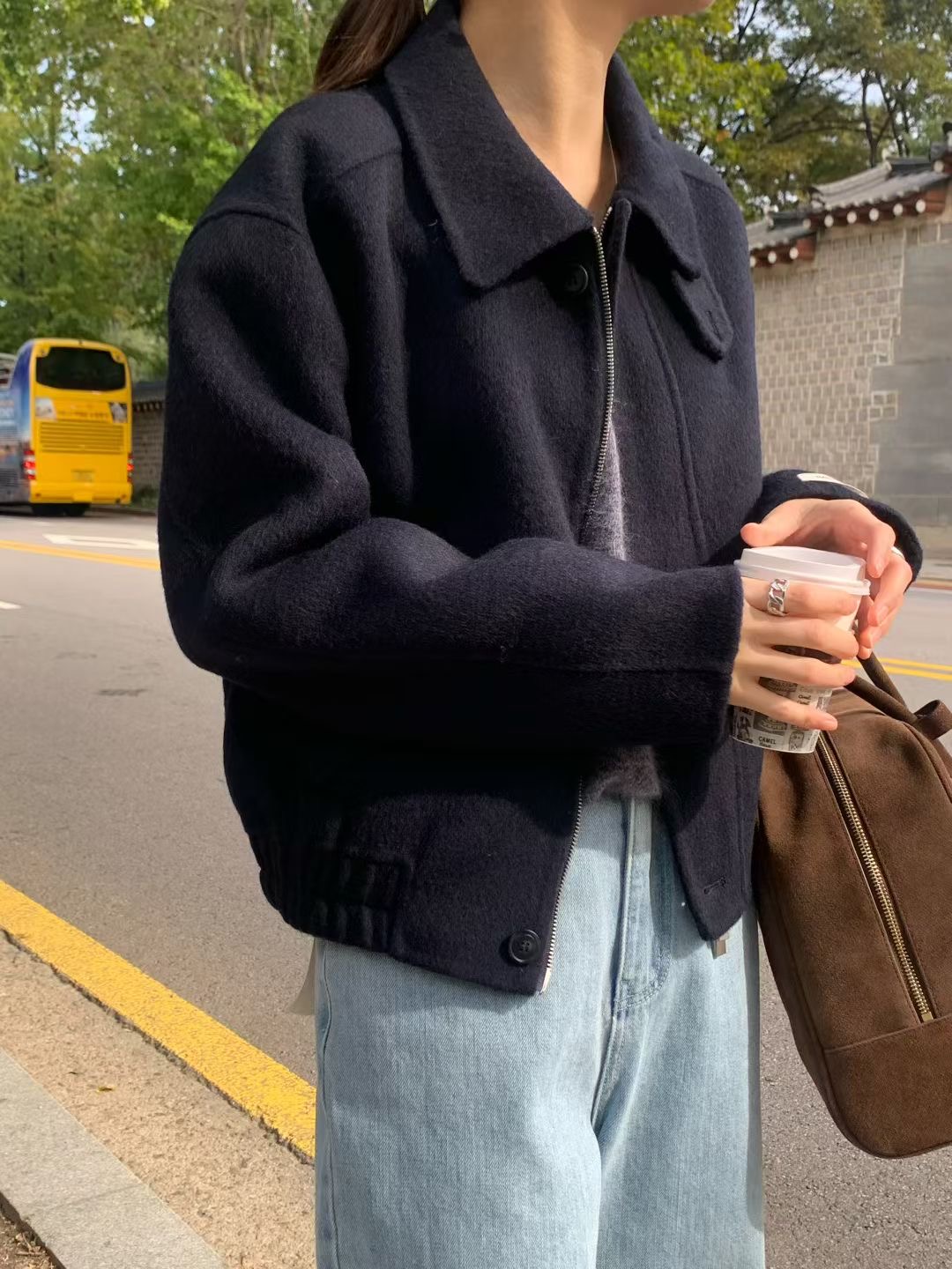 SIGNATURE東大門㊣實拍女士新款熱賣推薦時尚休閑25秋冬短款大衣SIGNATURE短款大衣圖色2