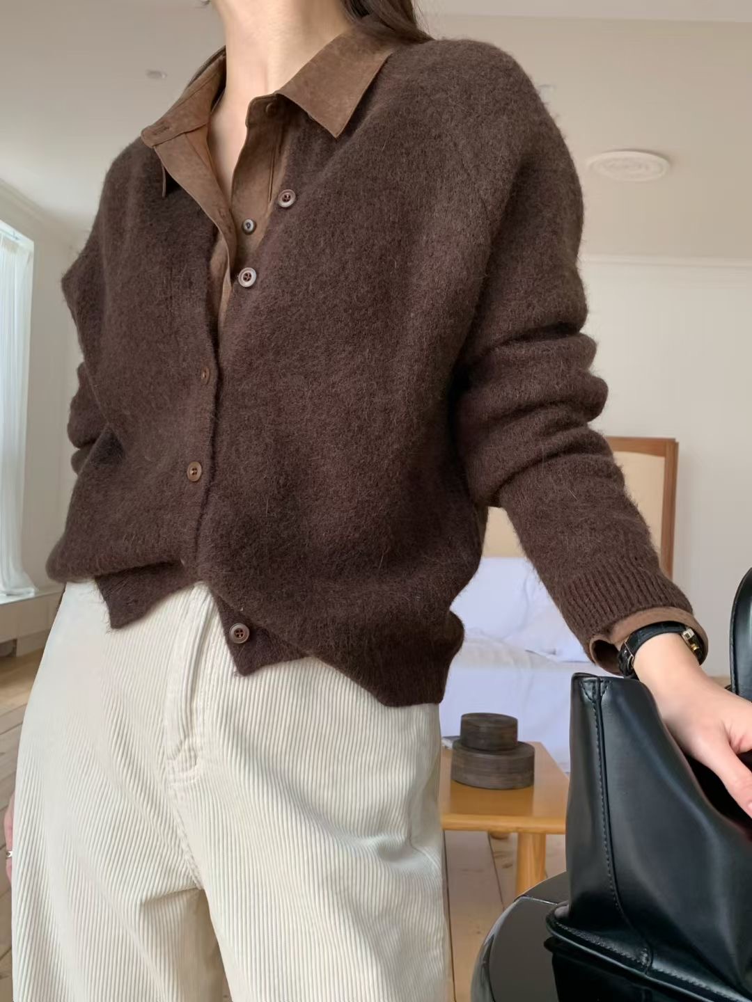 SIGNATURE韓國代購㊣女裝新款25秋冬職業真品熱賣針織衫開衫SIGNATURE針織衫圖色2